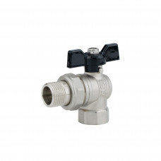 Кран шаровой угловой 1/2" с «американкой», неполнопроходной, ВР/НР, ручка бабочка
