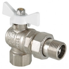 Кран шаровой Valtec Base 3/4" ВР/НР угловой с полусгоном белая ручка-бабочка (арт. VT.228.NW.05) Кран шаровой Valtec Base 3/4" ВР/НР угловой с полусгоном белая ручка-бабочка (арт. VT.228.NW.05)